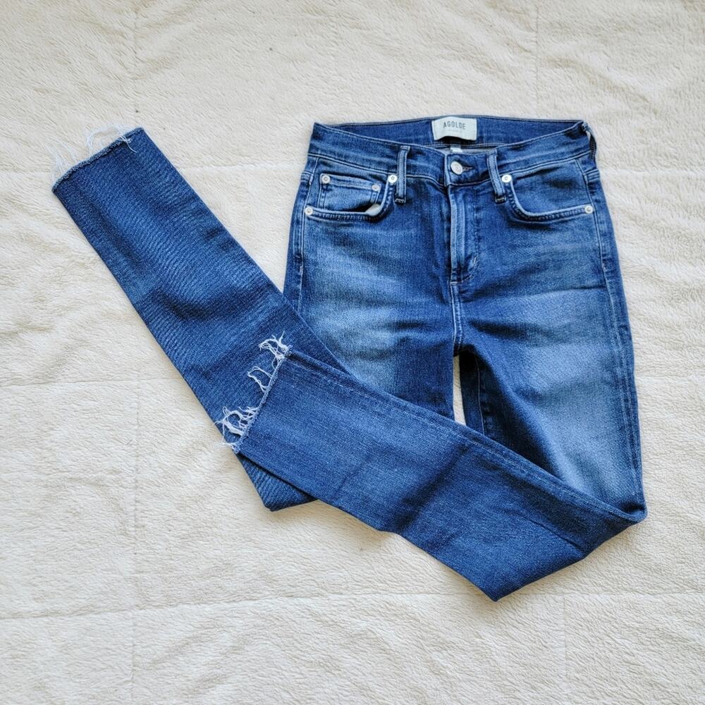 Agolde Mid Rise Raw Hem Skinny Jeans